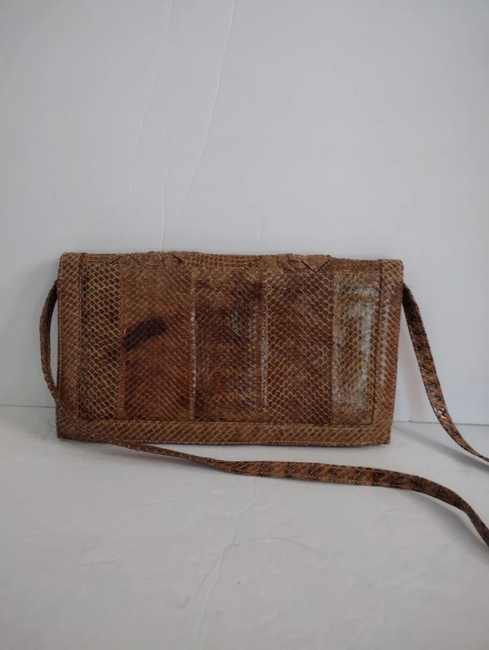 Vintage Brown Textured Crossbody Bag